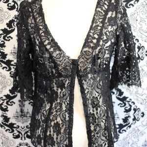 Ann Taylor Loft Black Lace Short Sleeve Top